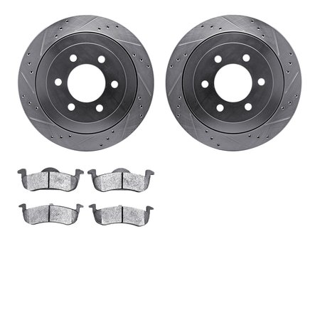 DYNAMIC FRICTION CO 7302-54192, Rotors-Drilled and Slotted-Silver with 3000 Series Ceramic Brake Pads, Zinc Coated 7302-54192